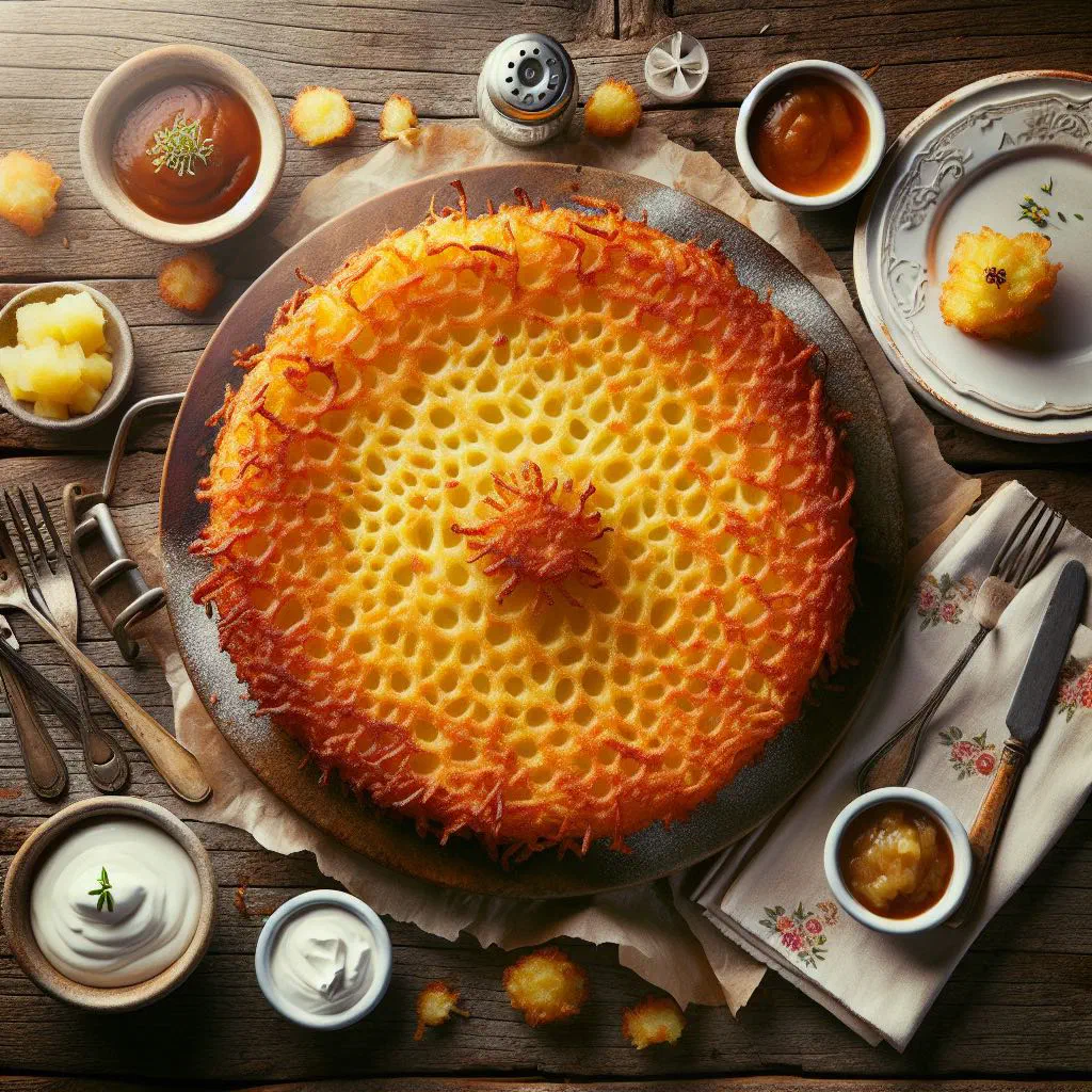 Golden, crispy Bernese rösti in a pan