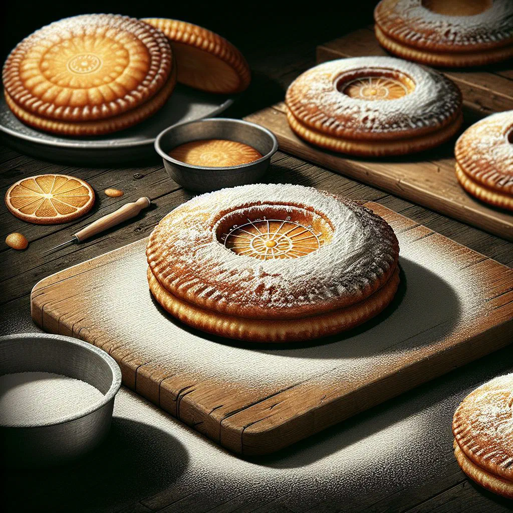 Crisp golden Fasnachtschüechli dusted with icing sugar