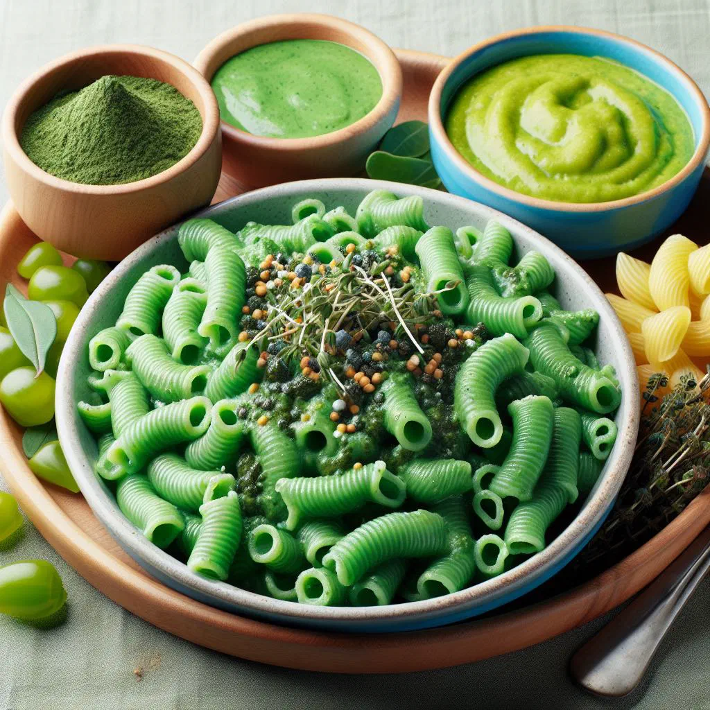 Bowl of macaroni coated in melted Schabziger cheese, topped with fried onions and parsley