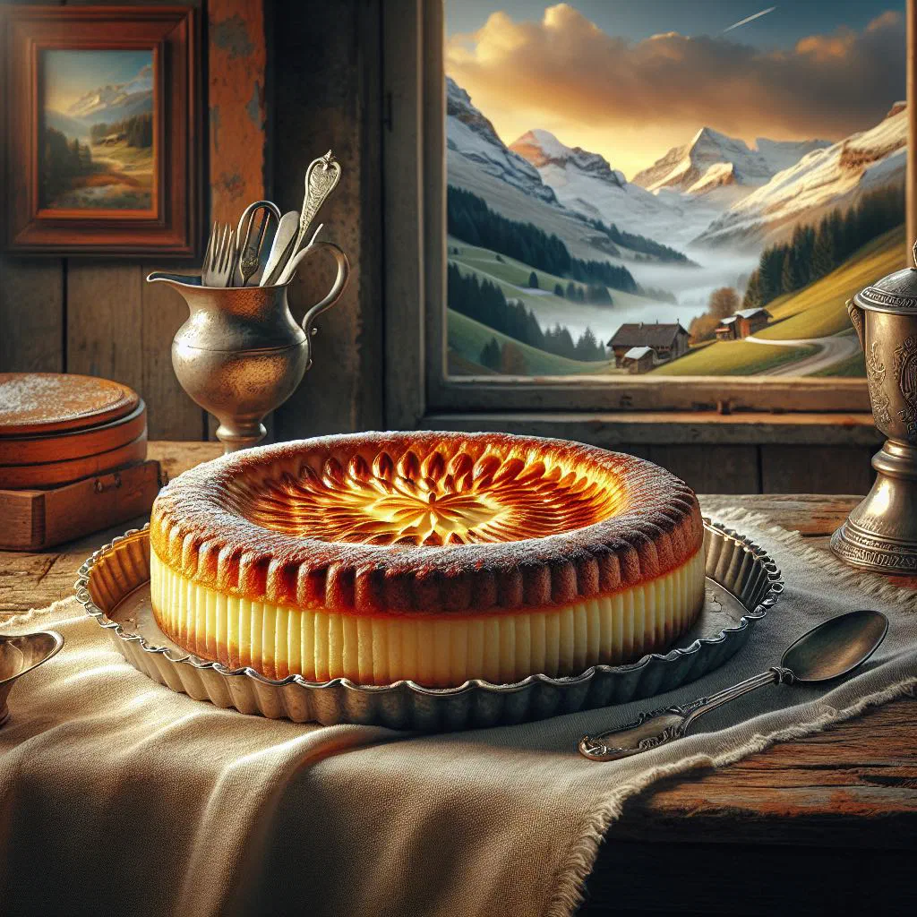 Golden-baked Nidwalden cheesecake with a creamy quark filling
