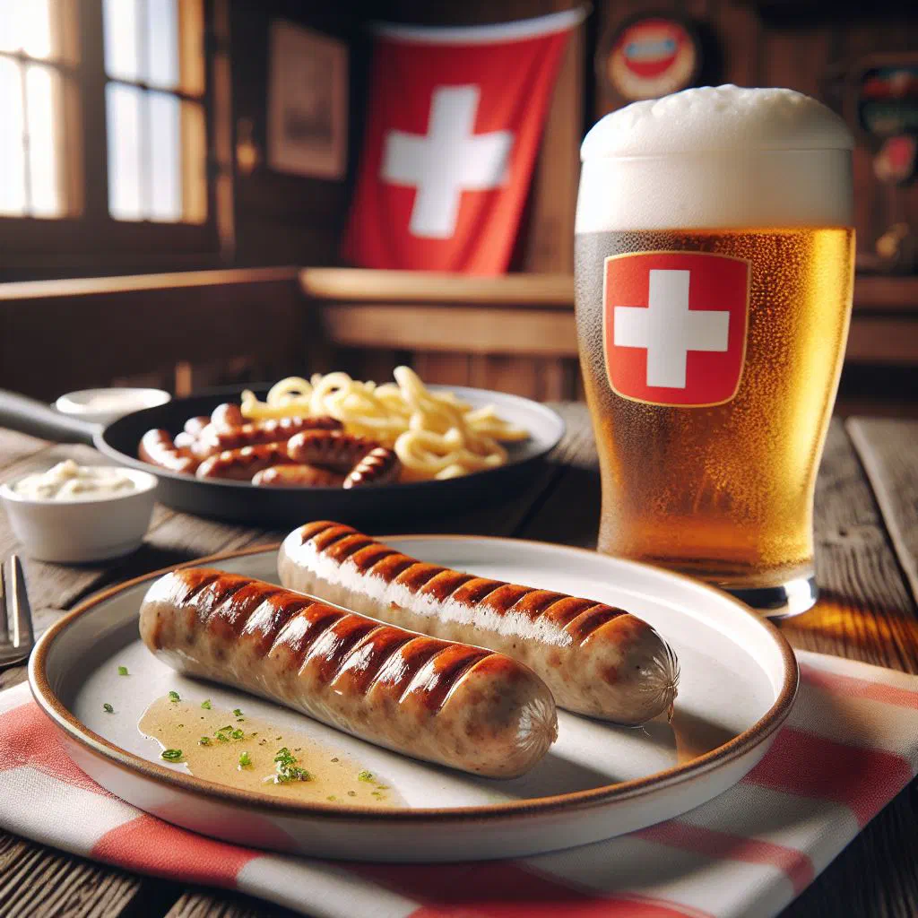 Grilled Quöllfrisch bratwurst with roasted vegetables and crusty bread