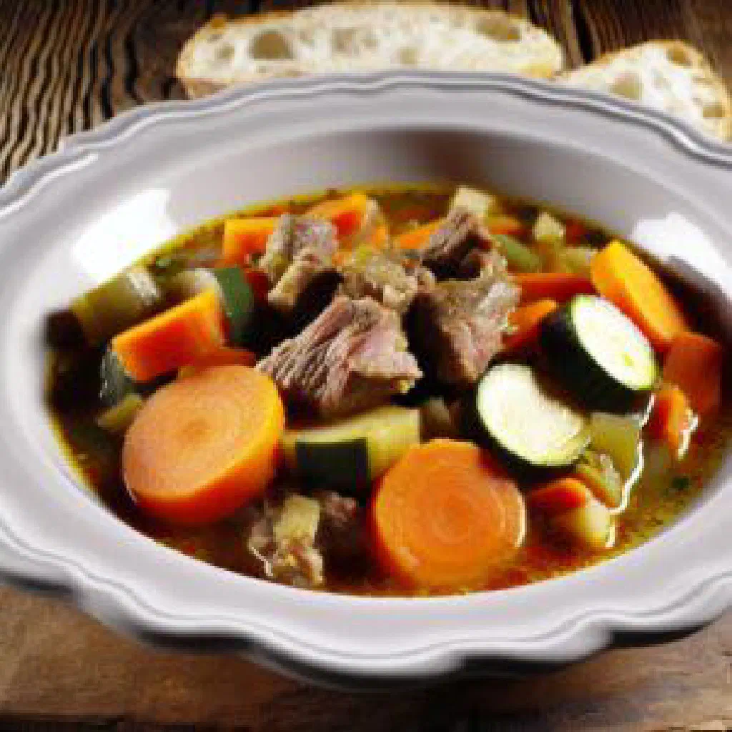 Sawsan stew with tender meat and vegetables garnished with fresh parsley