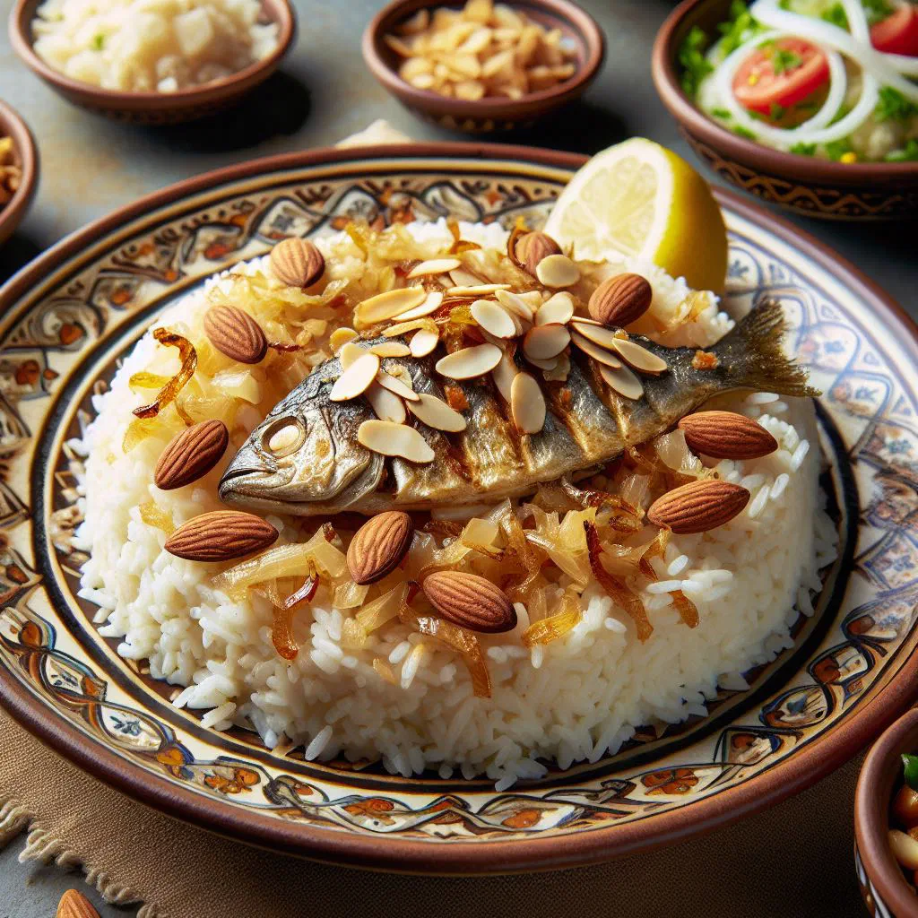 Sayadiya with spiced rice and tender fish fillets
