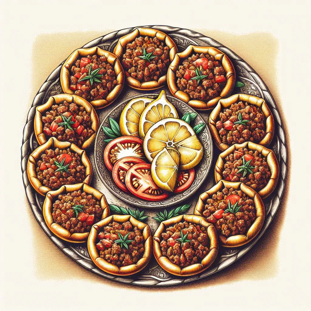 Golden-baked sfiha baalbakieh pastries filled with spiced minced meat