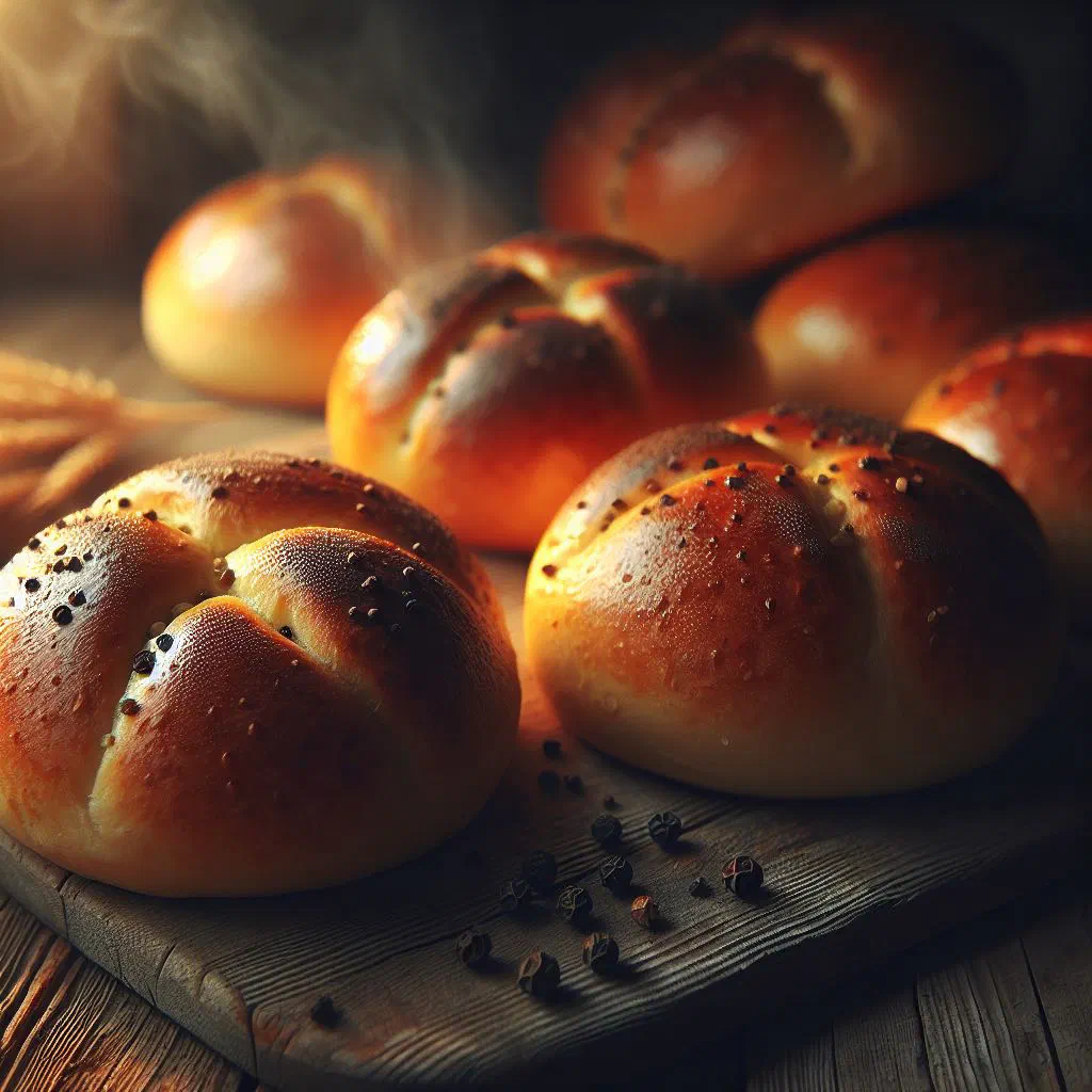 Golden Taiwanese black pepper buns filled with peppery pork