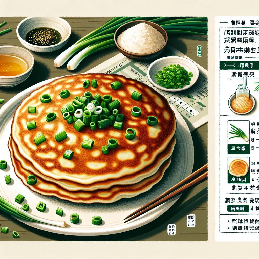 Golden, flaky green onion pancakes cut into wedges
