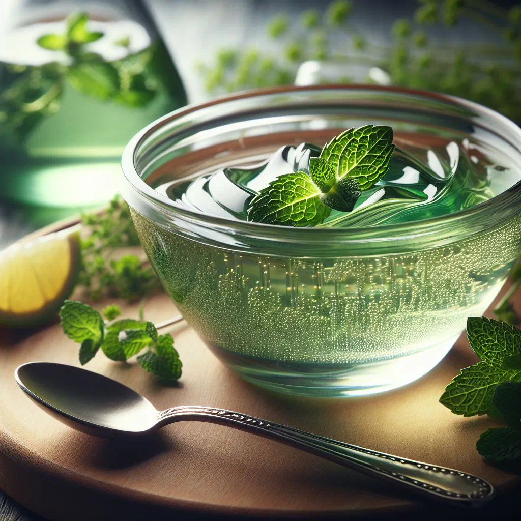 Dark herbal jelly cubes served with toppings in a bowl