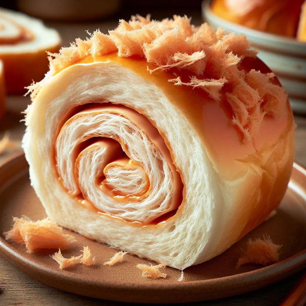 Golden pan-fried pork floss rolls sprinkled with sesame seeds