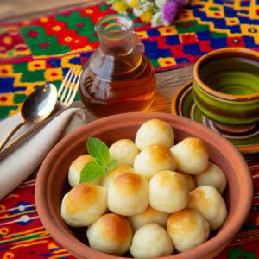 Slow-cooked Tajik parvarda with tender meat, potatoes and carrots in a serving bowl