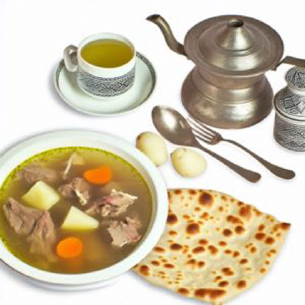 A steaming bowl of Tajik shirchai milk tea dusted with cinnamon