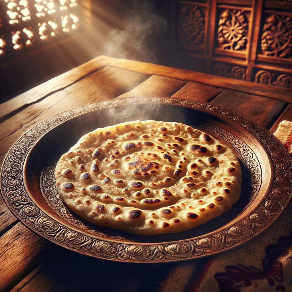 Stack of golden Tanzanian chapati flatbreads on a wooden board
