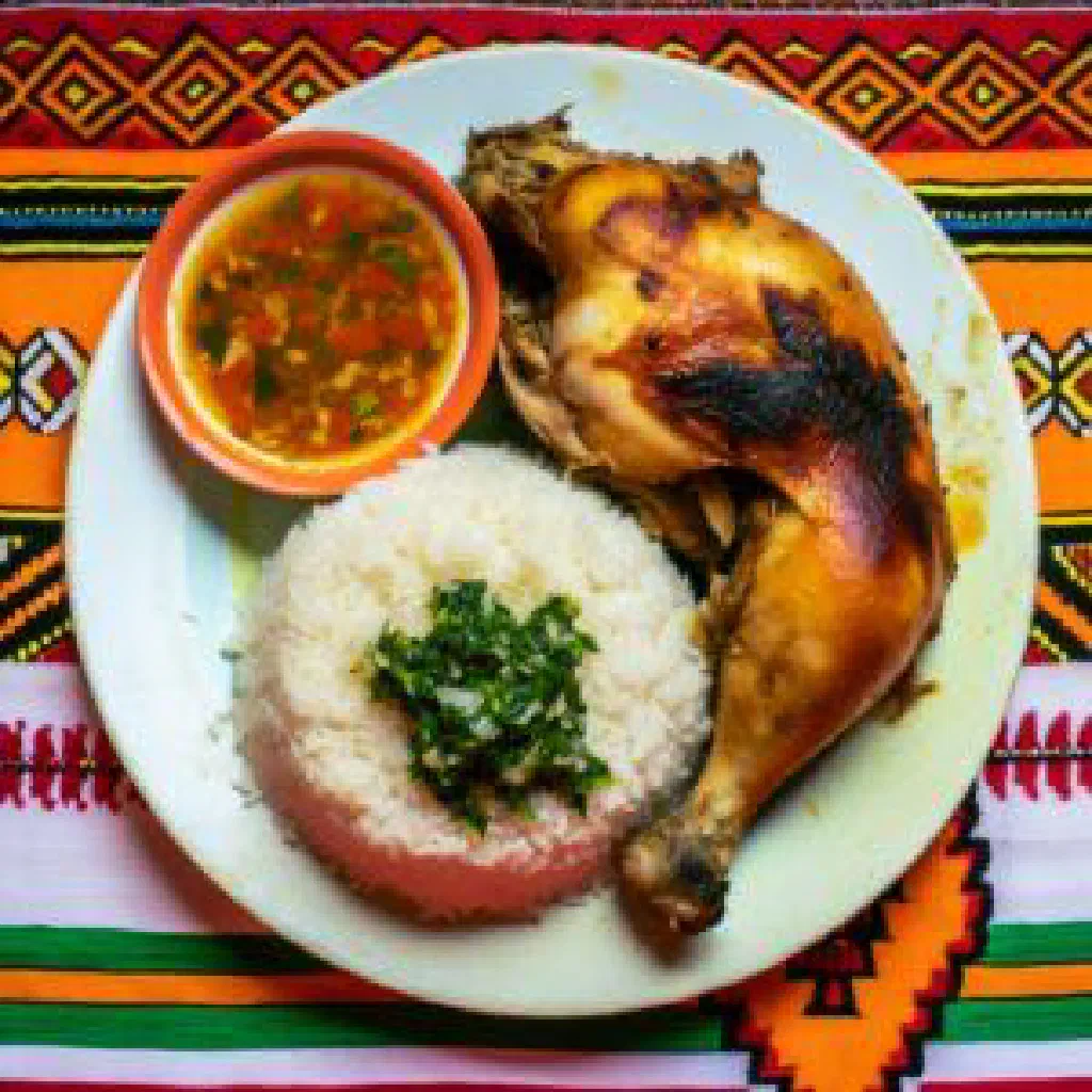 Tanzanian free-range chicken stew with tomatoes, peppers and fresh coriander