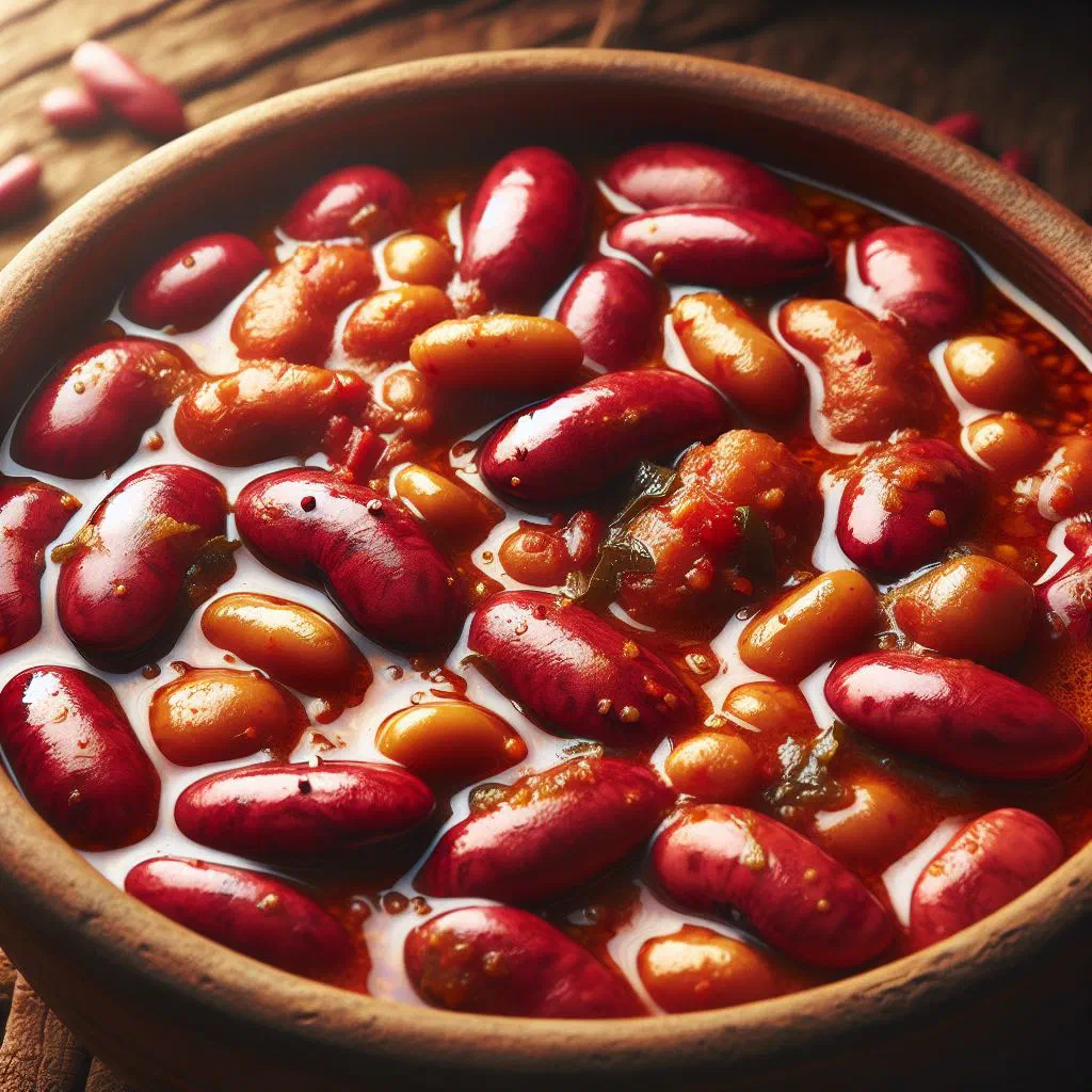 Bowl of Tanzanian sweet spiced beans garnished with fresh coriander
