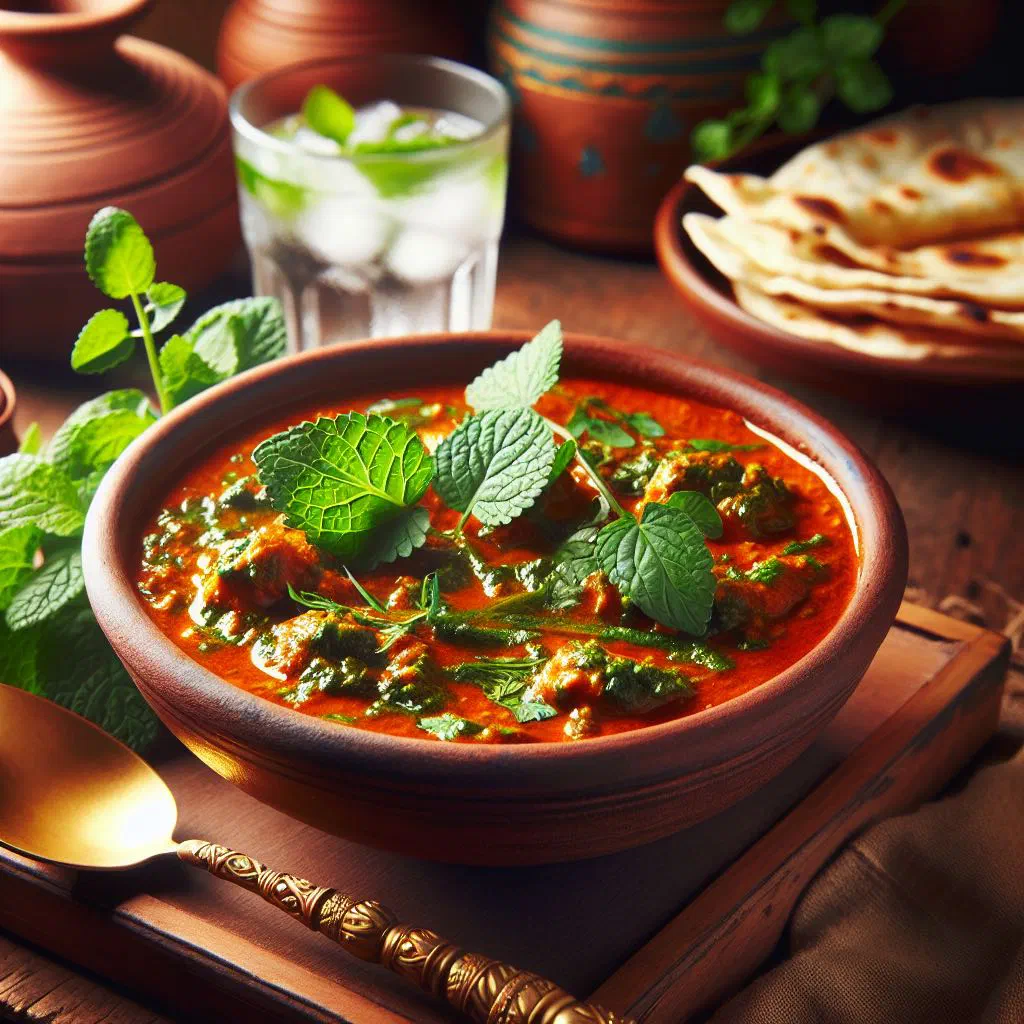 Gaeng Hang Lay pork belly curry garnished with fresh coriander