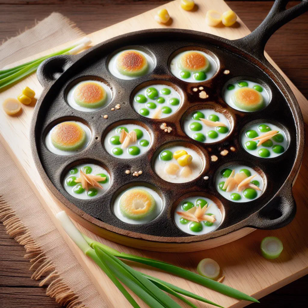 Steamed coconut and pandan rice cakes on a plate