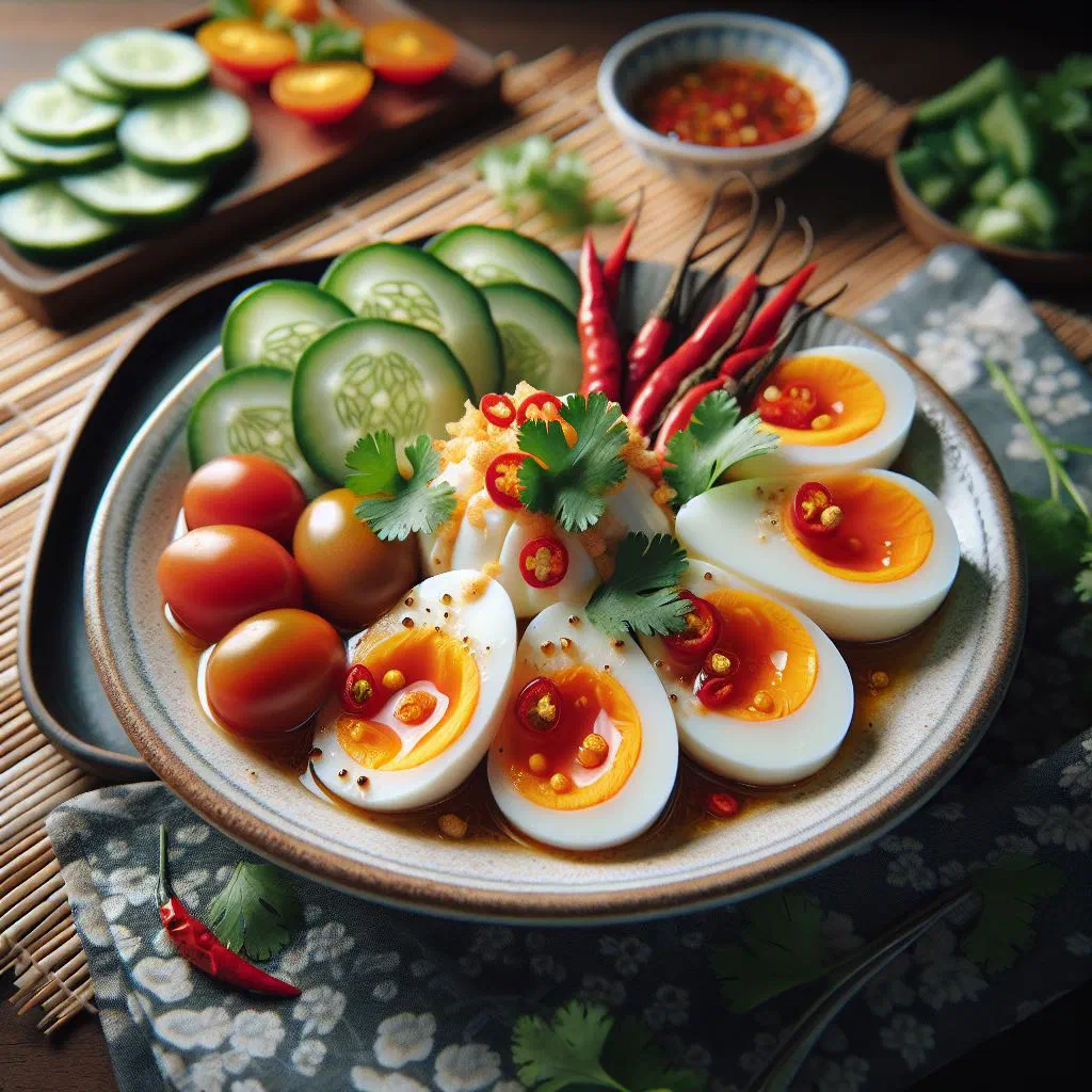 Yum Kai Kem salad with salted duck egg, fresh herbs and chilli