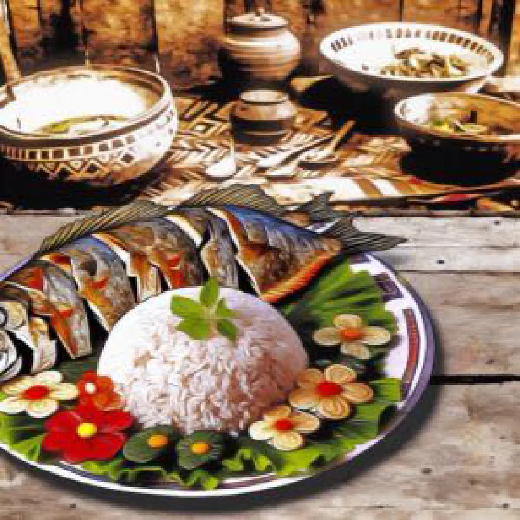 Grilled spiced fish fillet with fresh basil and lime wedges