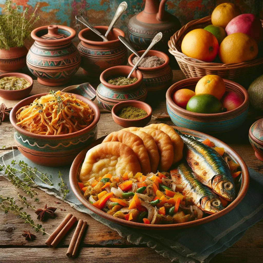 Golden fried bakes served with a sautéed salt cod filling