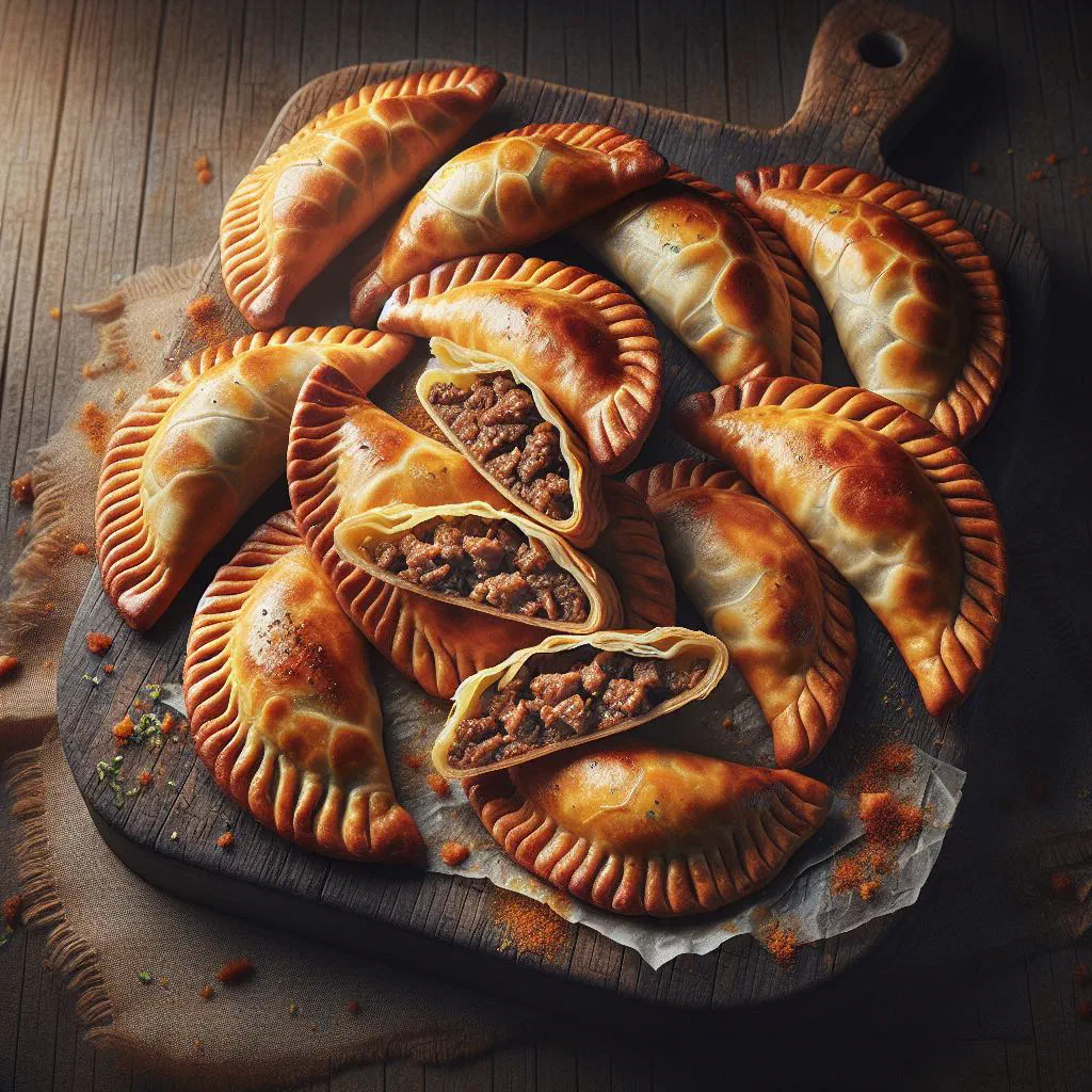 Golden fried beef empanadas with a spiced minced beef filling