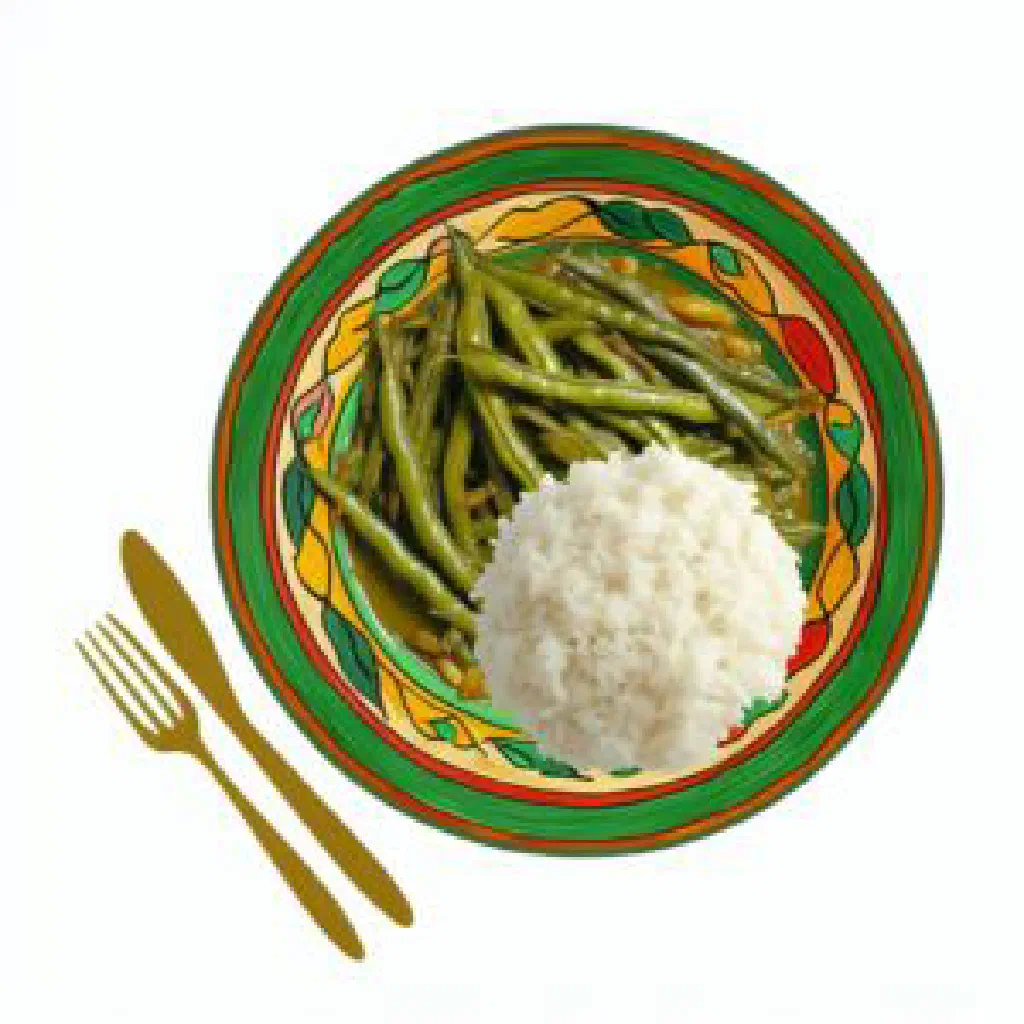 Bodi and rice with tender green beans and fragrant spiced basmati rice