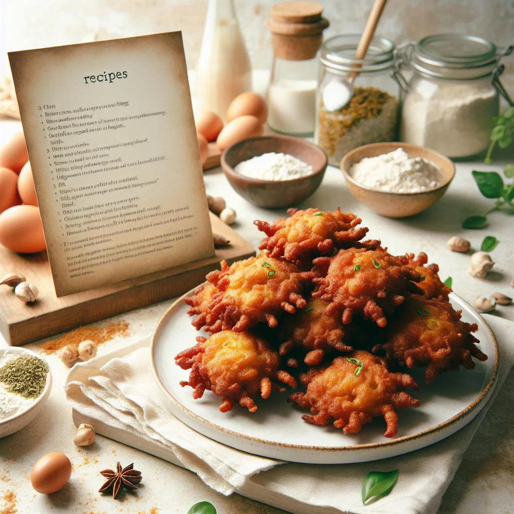 Golden-brown conch fritters piled on a plate with a dipping sauce