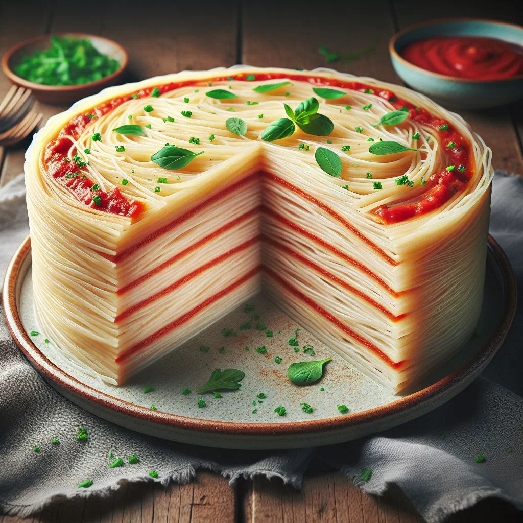 Golden-baked vermicelli cake with coconut, sliced and ready to serve