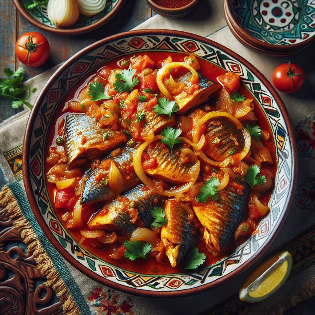 Tunisian kabkabou stew with tender meat, carrots and potatoes garnished with parsley