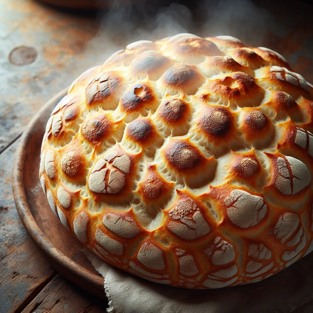 Round loaves of Tunisian khobz tabouna bread with a golden crust