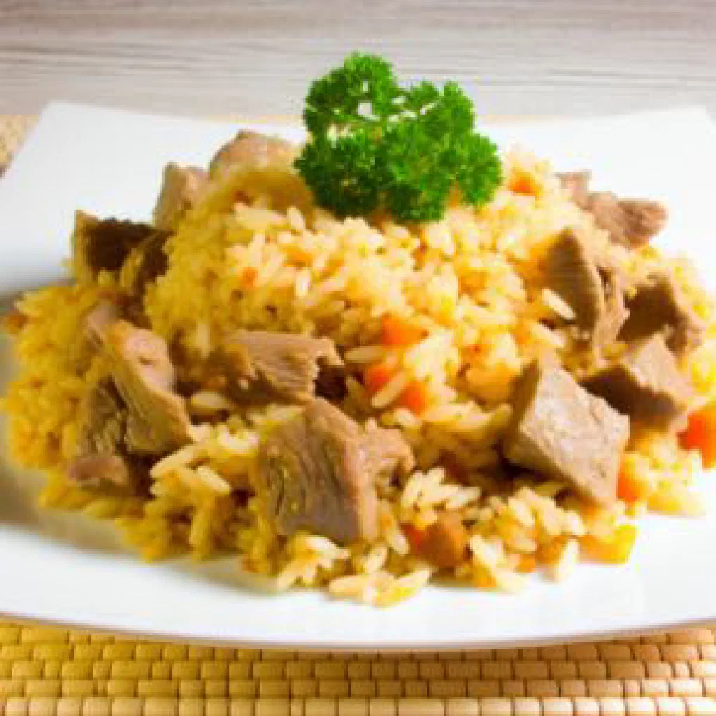 Ossban with tender lamb, spiced rice and fresh herbs