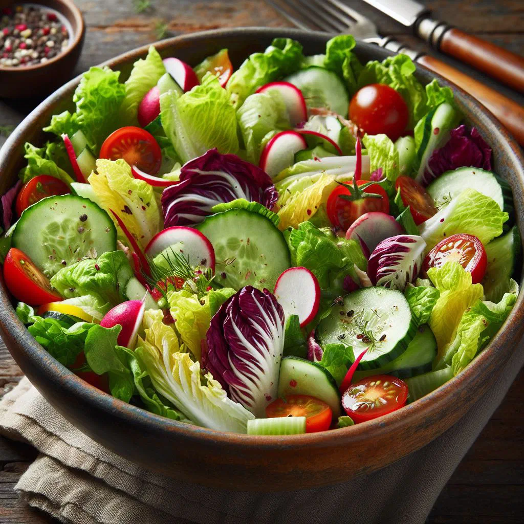 Fresh Turkish chopped salad with tomatoes, cucumber, onion and parsley