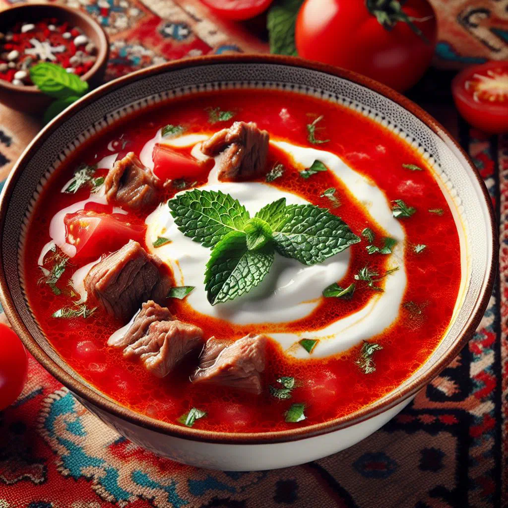 A bowl of Düğün Çorbası, Turkish wedding soup with lamb and rice