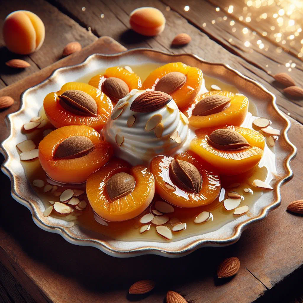 Stuffed dried apricots with chopped walnuts dusted with icing sugar