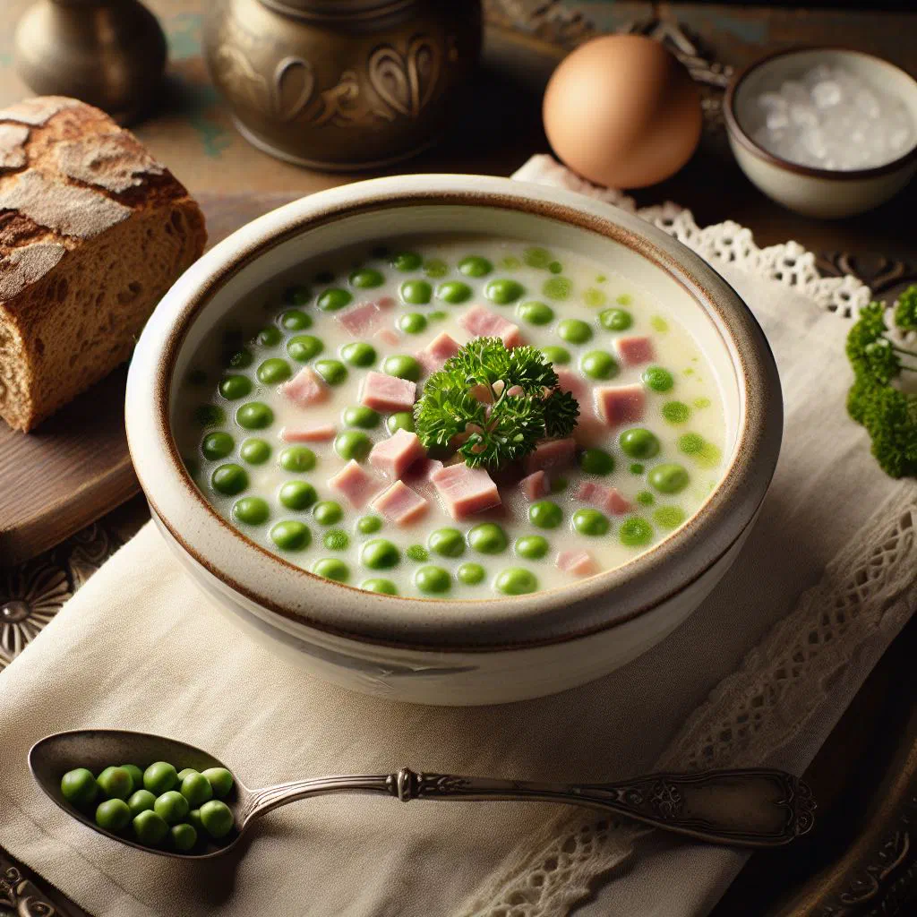 Bowl of cold tarator soup topped with fresh herbs and a drizzle of olive oil