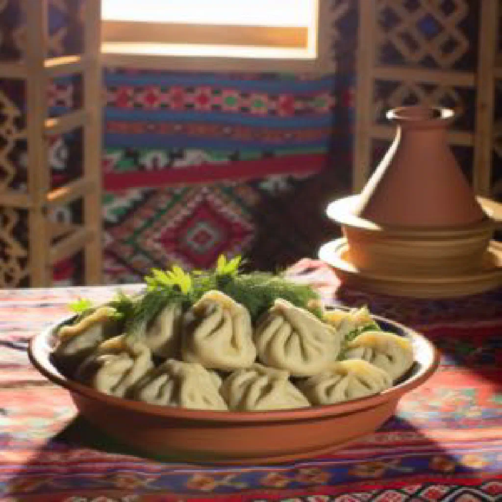 Slow-cooked Turkmen gapan with tender meat, potatoes and carrots in a clay pot