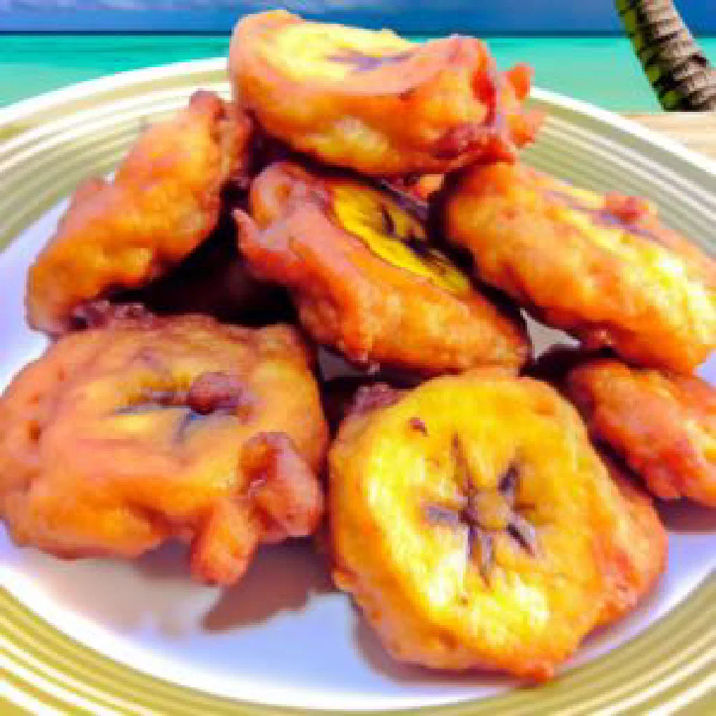 Golden sweet plantain fritters served warm on a plate