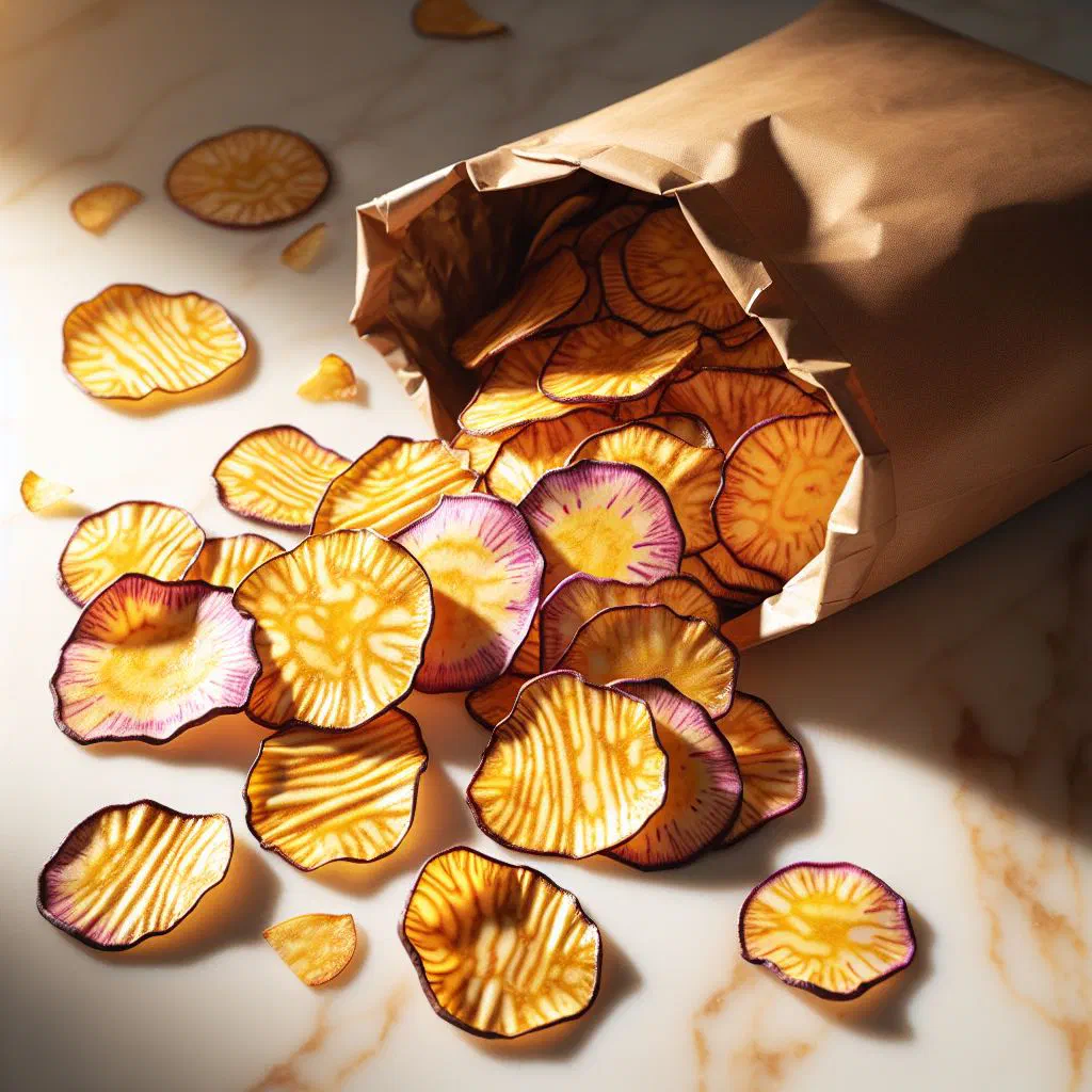 Golden, crispy taro chips served in a bowl