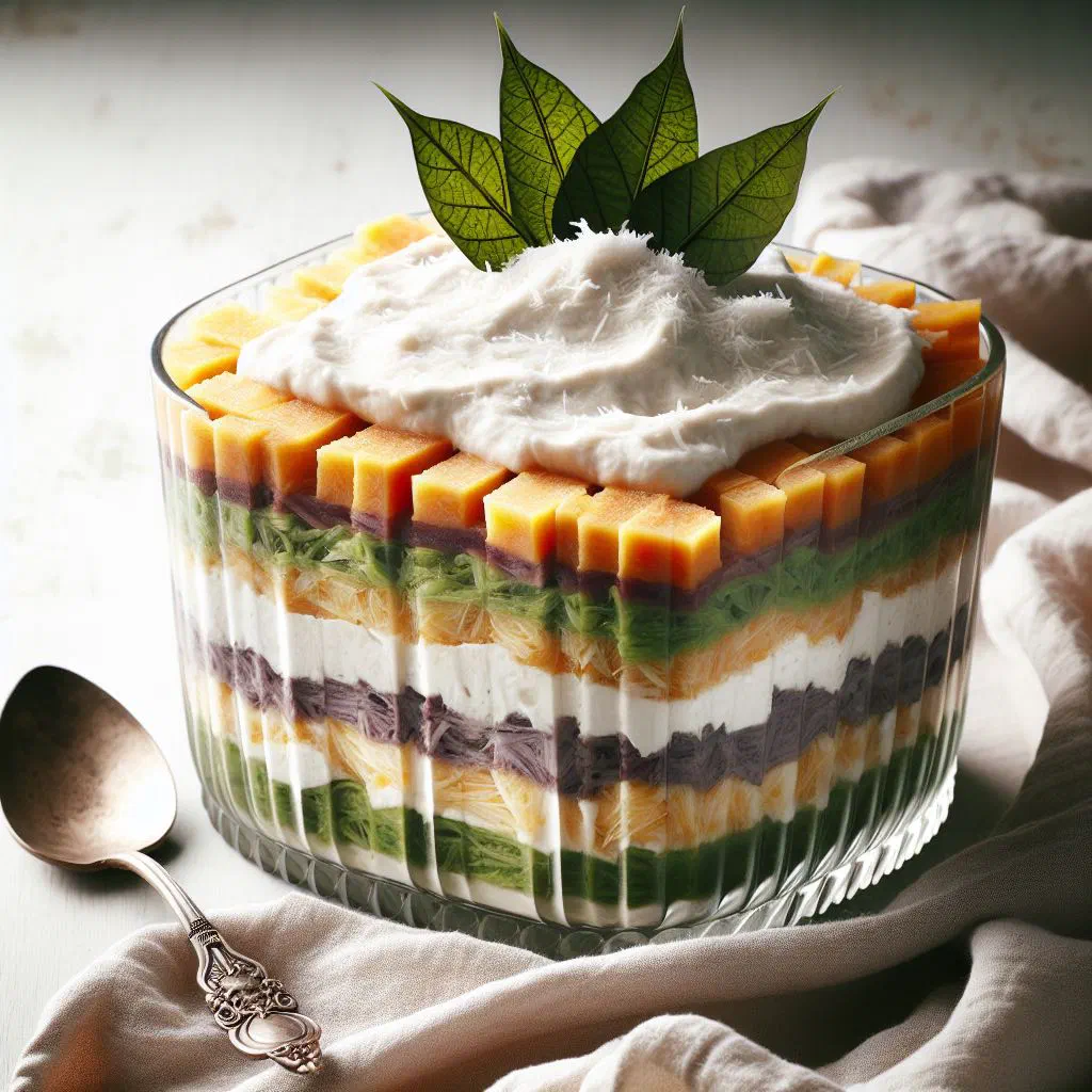 Golden baked taro and coconut casserole in a rustic dish
