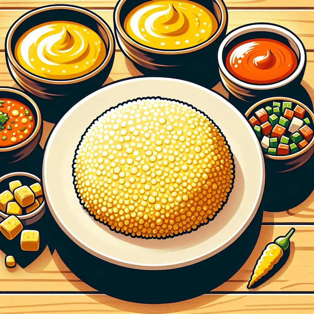 Firm white posho served in a bowl beside a vegetable stew