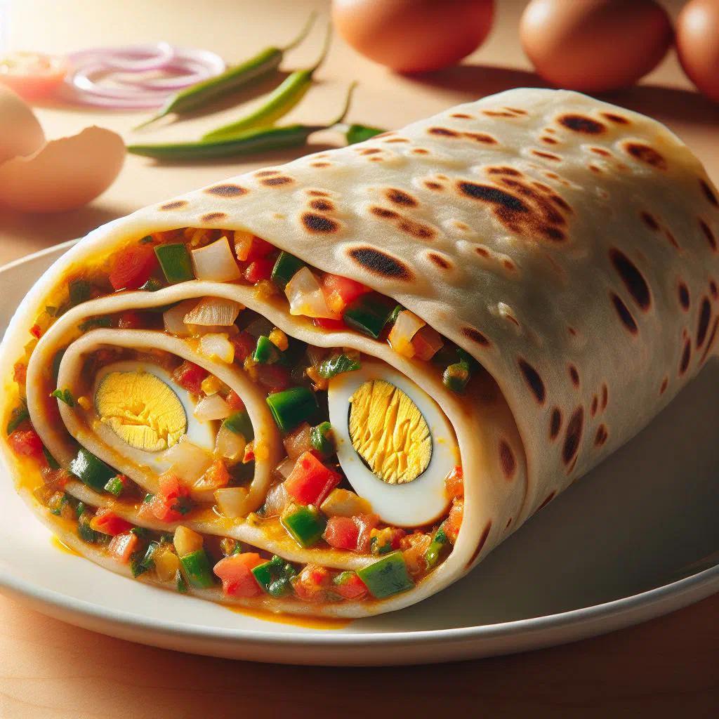 Ugandan rolex: a vegetable omelette rolled inside a warm chapati