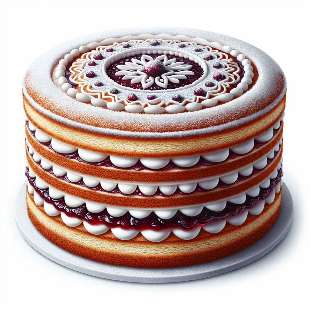 Sliced Kyiv cake with layers of sponge, walnut buttercream and meringue