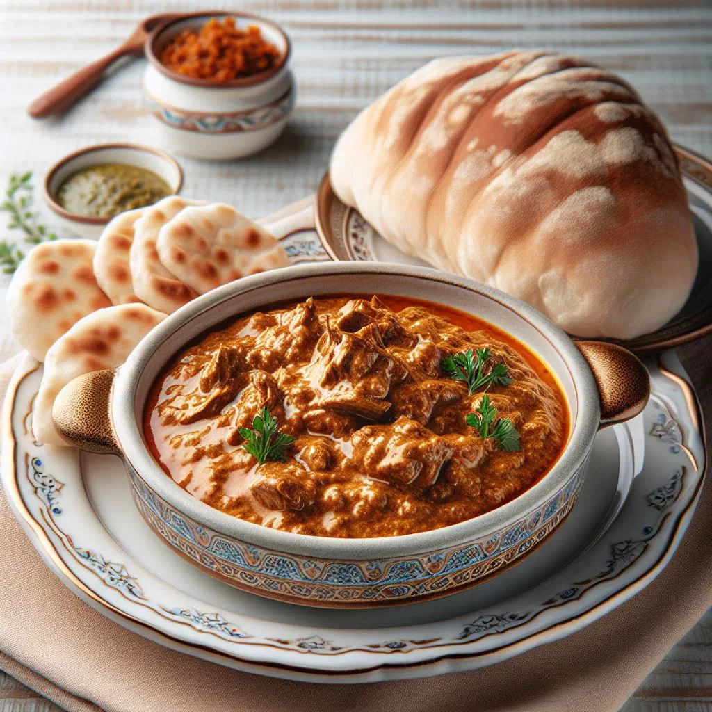 Al Madrooba with spiced fish and fragrant rice on a decorative plate