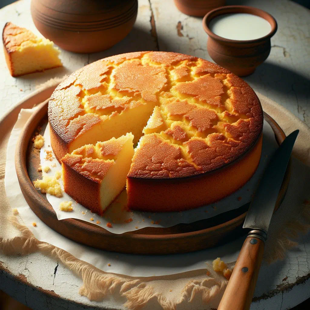 Golden squares of basbousa semolina cake topped with almonds and syrup