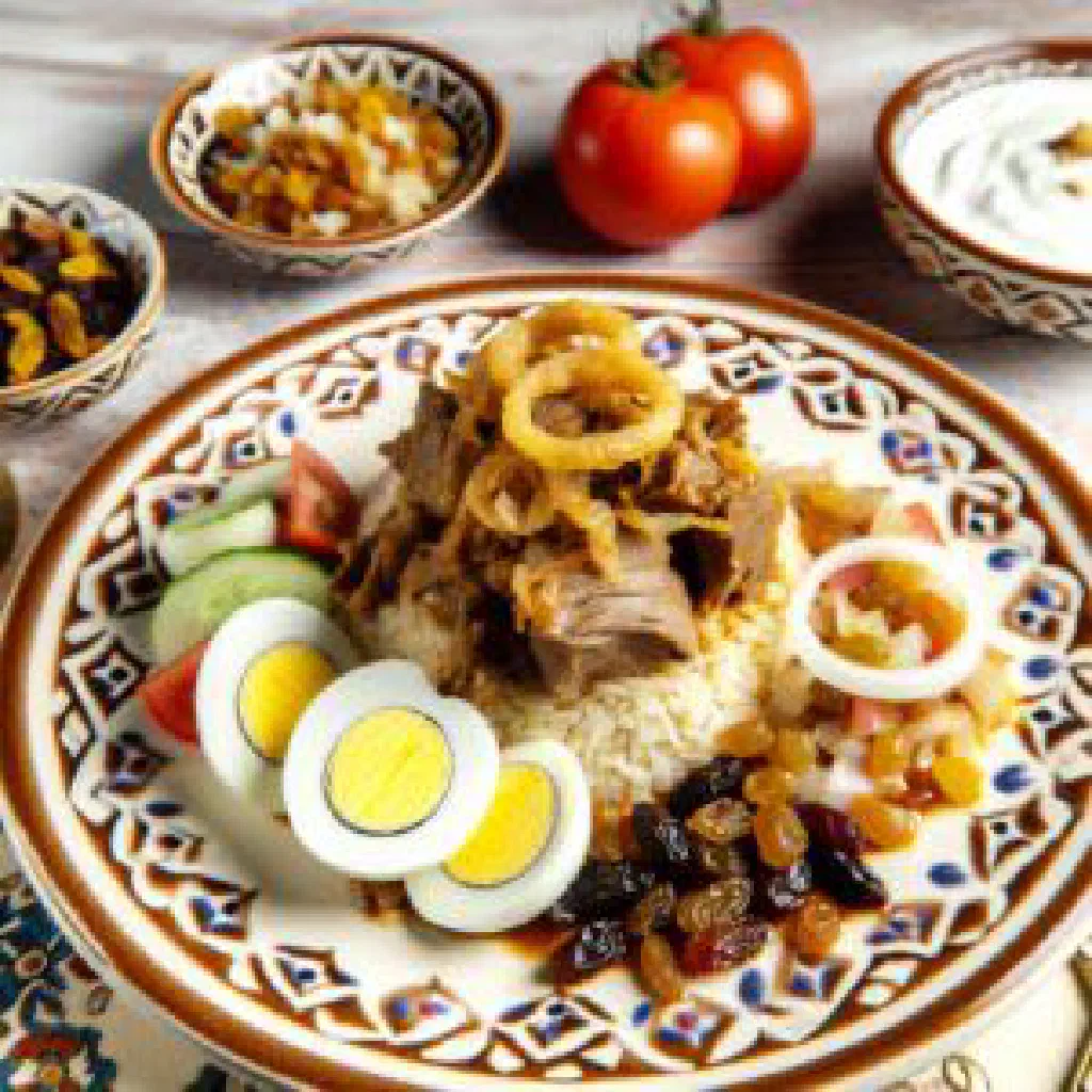 Slow-cooked spiced Emirati lamb served with rice