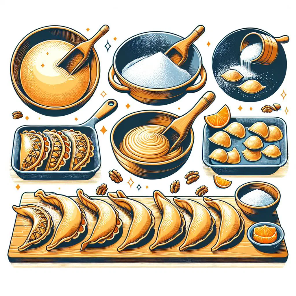 Golden qatayef pancakes folded into pockets and filled with nuts