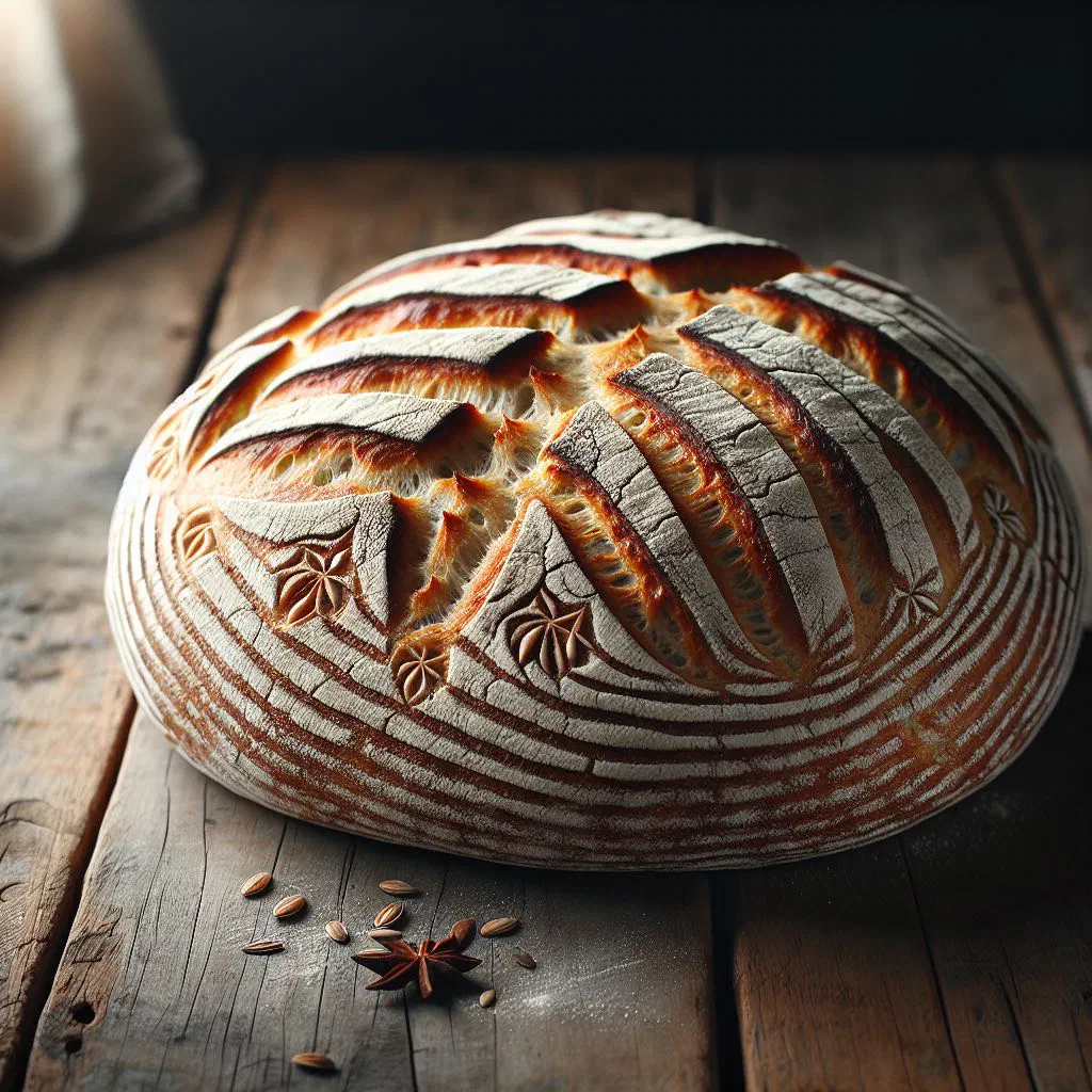 Golden loaf of Uruguayan anise bread, sliced to show its soft crumb