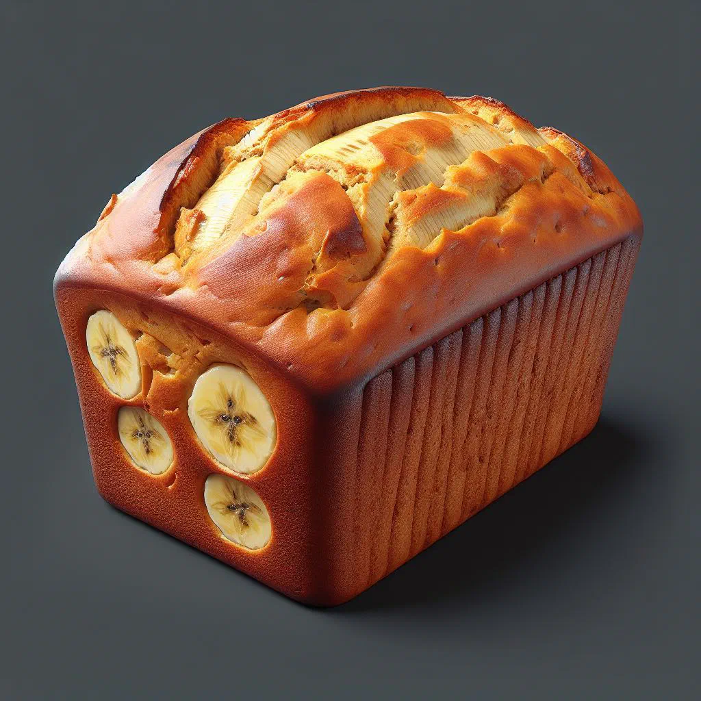 Sliced Uruguayan banana bread loaf on a wooden board