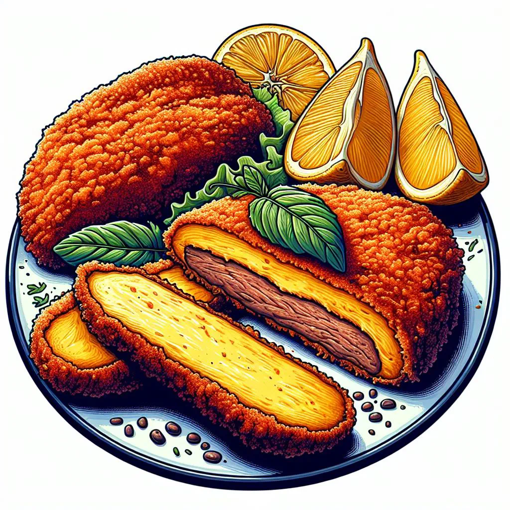 Golden breaded beef milanesa garnished with fresh parsley