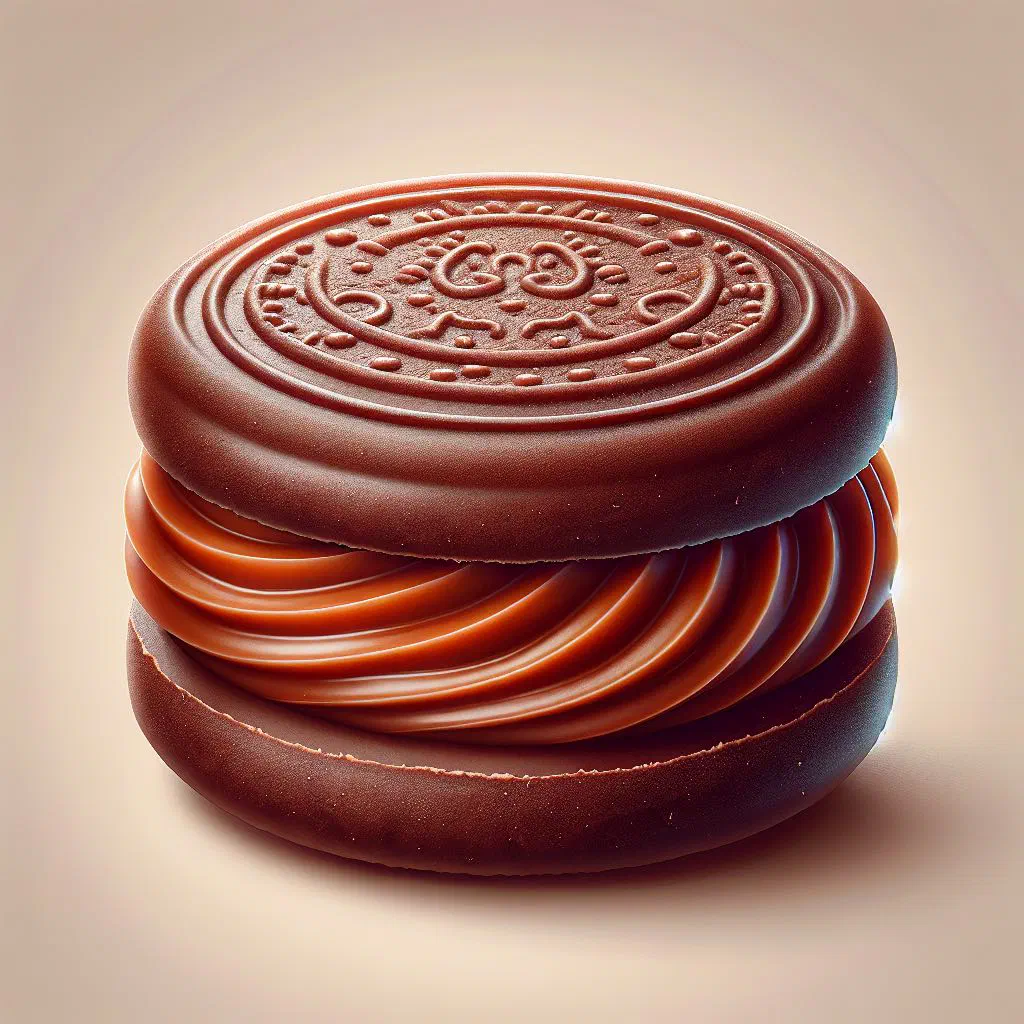 Chocolate alfajores filled with dulce de leche and coated in dark chocolate