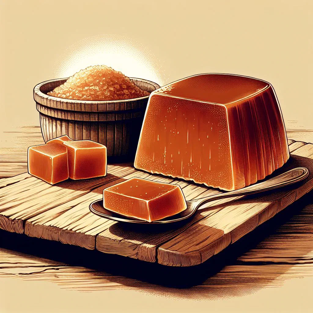 Sliced dulce de batata sweet potato paste served on a wooden board