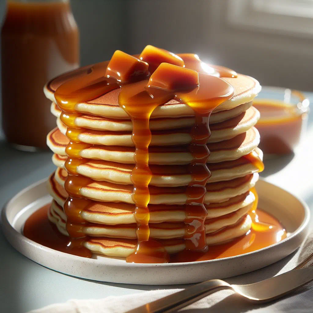 Thin pancakes rolled around dulce de leche, dusted with icing sugar